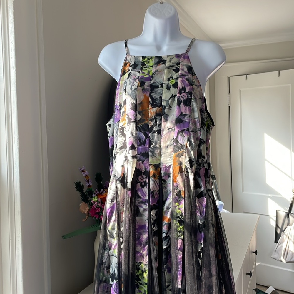 ASOS Purple Black Floral Midi Dress